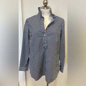 Blue/White striped Talbots non-iron blouse size 12